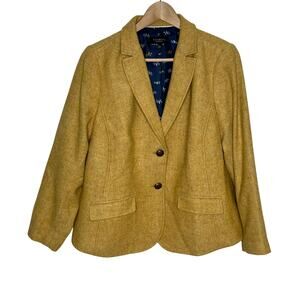 Talbots Wool Blazer Jacket Womens 14WP Mustard Yellow Herringbone Workwear